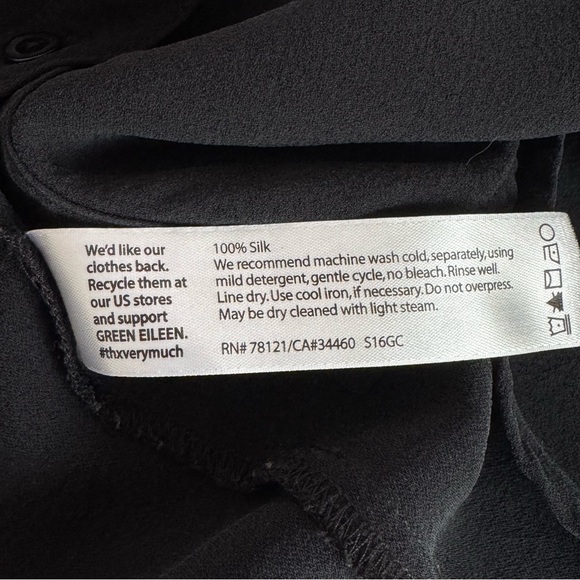 EILEEN FISHER Silk Black Shirt Dress Sleeveless Button Front Hight Low Size M - Picture 8 of 13